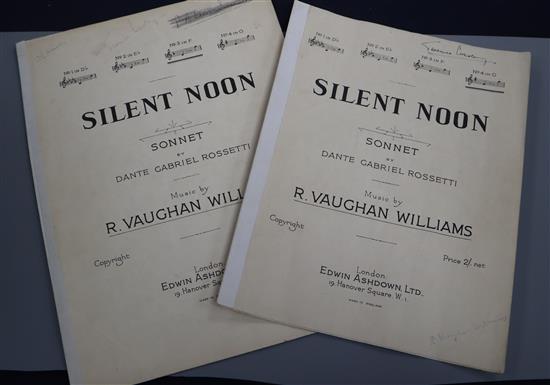 Autographs: Ralph Vaughan Williams, two early 20th century music scores of Silent Noon signed by the composer